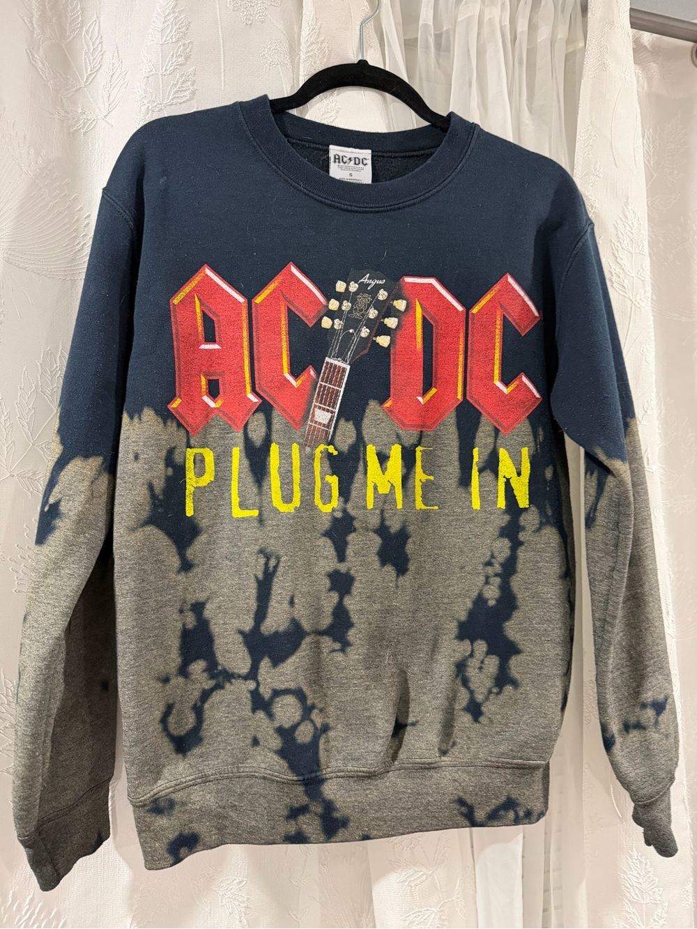 AC/DC Black & Gray 'Plug Me In' Graphic Crewneck